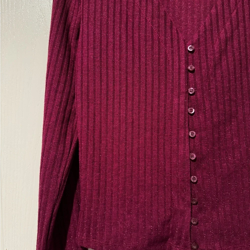 Anthropologie Maeve Fuchsia Sparkly Ribbed Knit Button Down Cardigan - Size S